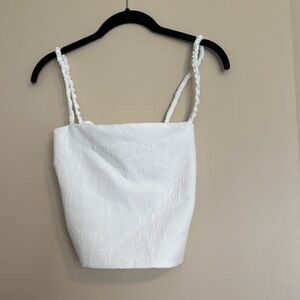 Zara White Fitted Sleeveless open back top